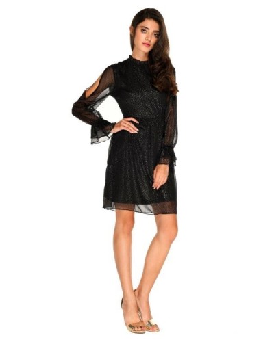 Vestido de fiesta negro. Moda para mujer.