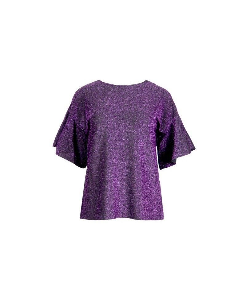 Blusa de fiesta con brillos y mangas mariposa. Ropa Invierno. Moda Mujer.